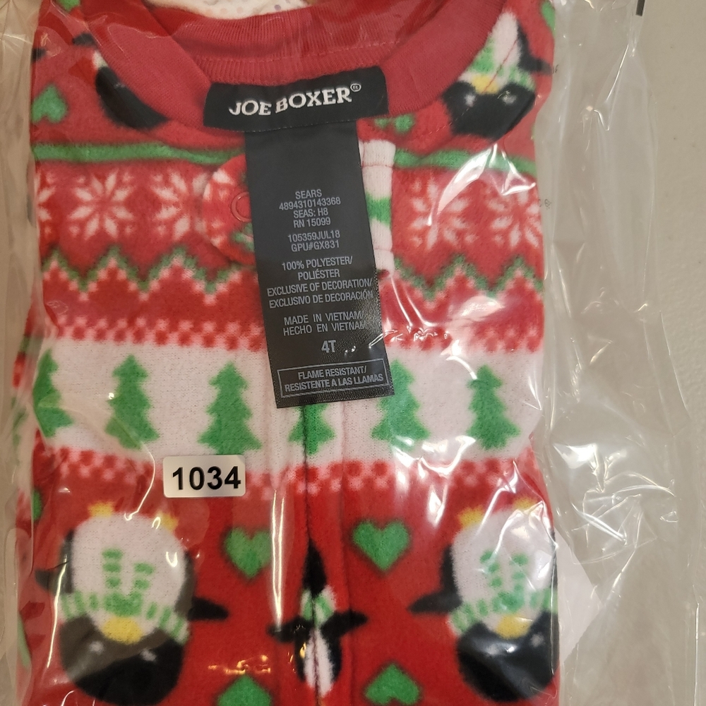 JOE BOXER Christmas Print Pajamas One Piece Suit Blanket Sleeper. 4T - Picture 9 of 9